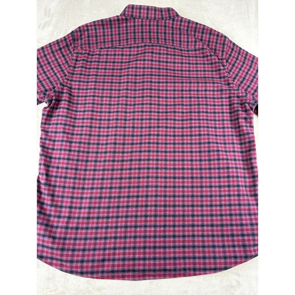 Untuckit Mens XL Red Navy Blue Plaid Flannel Button Down Shirt Long Sleeve - Picture 8 of 8